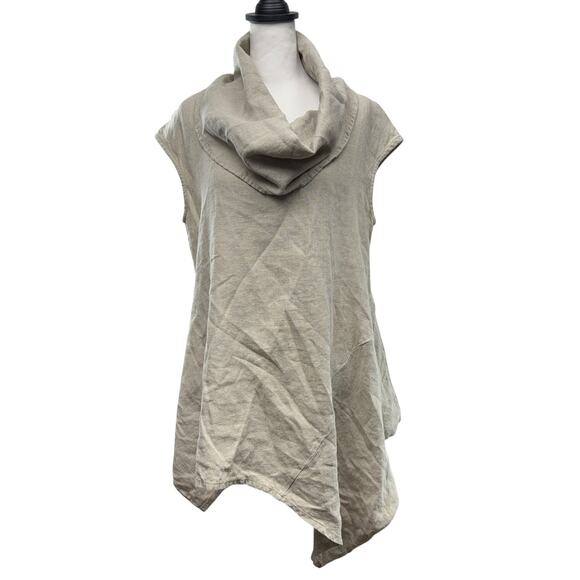 Elegant Tan Cowl Neck Women's Top - Picture 1 of 10